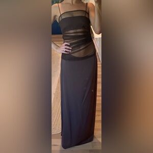 DESIGNER CHRISTOPHER ESBER Elegant Sheer Brown Maxi Dress